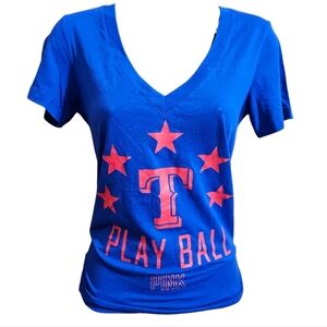 Pink Victoria's Secret Texas Rangers Baseball Blue V-Neck T-Shirt